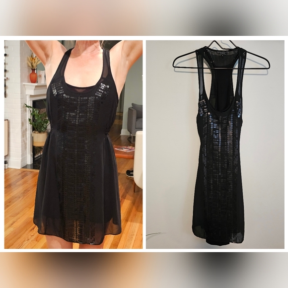 Women's Guess Black Tank Mini Dress With Sequins, Small - Picture 1 of 10